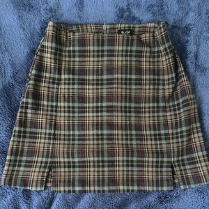 John Galt Brown Plaid Mini Skirt